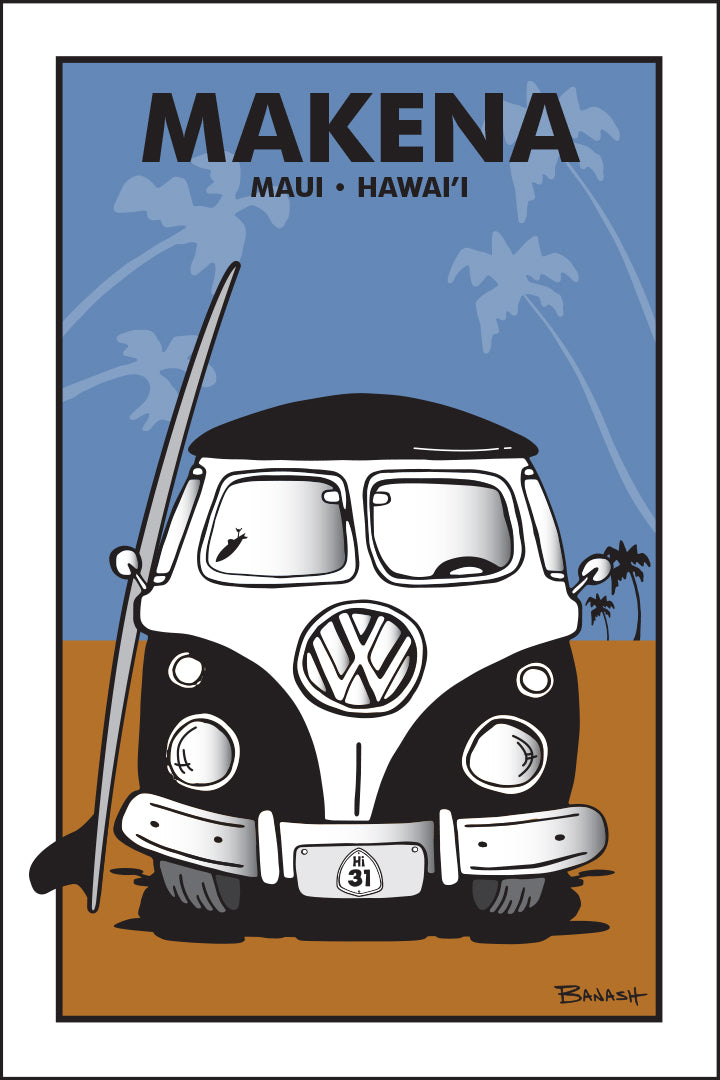 MAKENA ~ MAUI ~ HAWAI'I ~ SIMPLE SURF BUS GRILL ~ SAND LINES ~ 12x18
