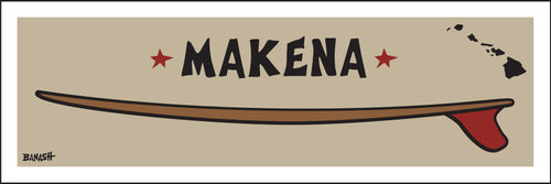 MAKENA ~ MAUI ~ RED FIN ~ SURFBOARD ~ 8x24