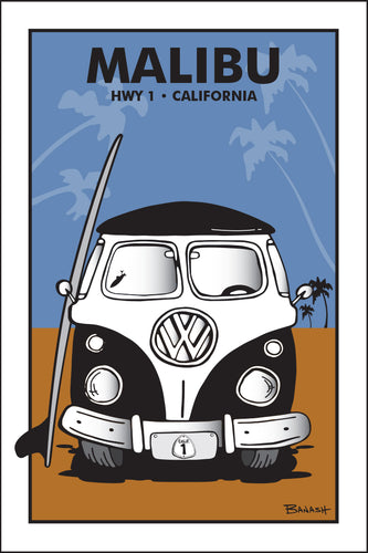 MALIBU ~ CALIFORNIA ~ SIMPLE SURF BUS GRILL ~ SAND LINES ~ 12x18