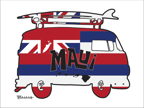 MAUI ~ SURF BUS ~ HAWAIIAN FLAG ~ 3:4