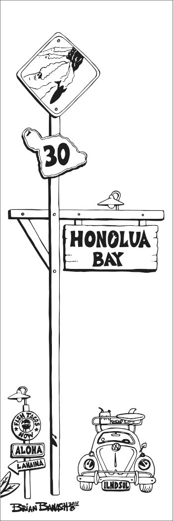HONOLUA BAY ~ TOWN SIGN POST ~ SURF BUG ~ 1:3