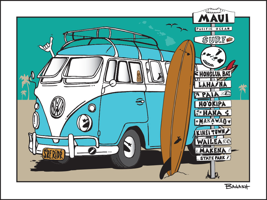 MAUI ~ SURF XING ~ SIGN POST ~ SURF BUS ~ LONGBOARD ~ 3:4