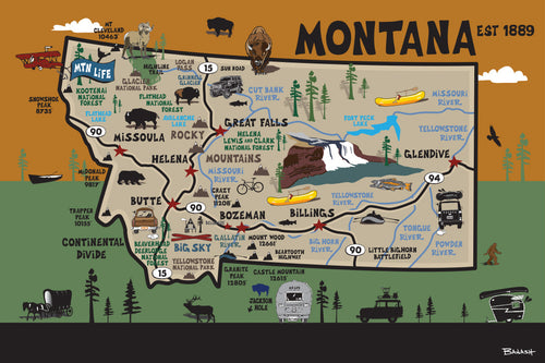 MONTANA ~ DESTINATIONS MAP ~ 2:3