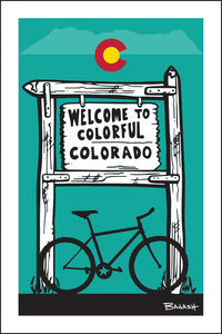 COLORADO ~ WELCOME SIGN ~ MOUNTAIN BIKE ~ 2:3