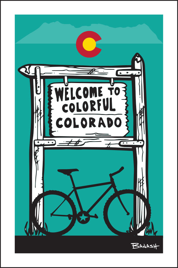 COLORADO ~ WELCOME SIGN ~ MOUNTAIN BIKE ~ 2:3