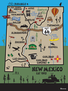 NEW MEXICO ~ DESTINATIONS MAP ~ 3:4