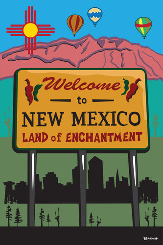 NEW MEXICO ~ WELCOME SIGN ~ SANDIA MOUNTAINS ~ 2:3