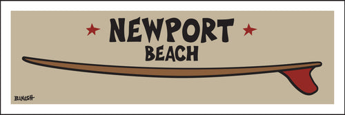 NEWPORT BEACH ~ RED FIN ~ SURFBOARD ~ 8x24