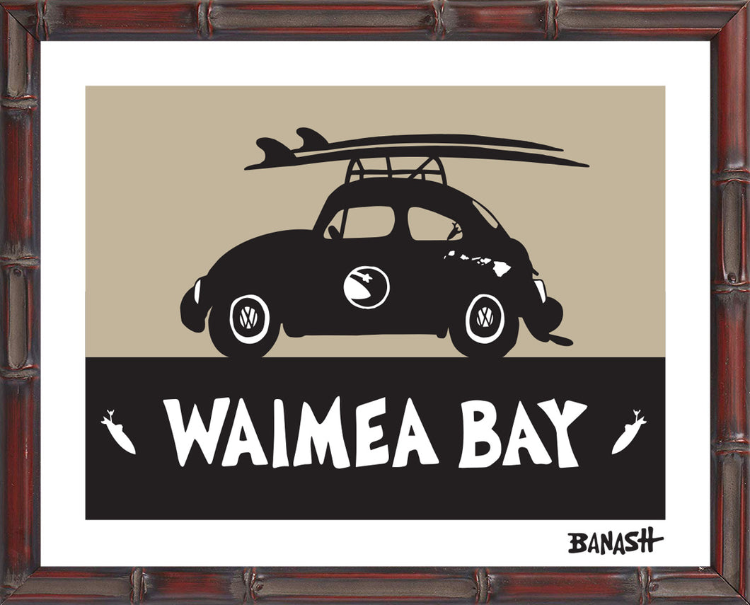 WAIMEA BAY ~ HALE'IWA ~ SURF BUG ~ BLACK N TAN ~ 3:4