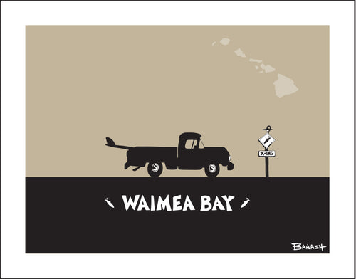 WAIMEA BAY ~ HALE'IWA ~ SURF PICKUP ~ BLACK N TAN ~ 3:4
