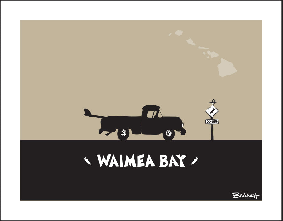 WAIMEA BAY ~ HALE'IWA ~ SURF PICKUP ~ BLACK N TAN ~ 3:4