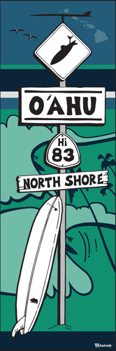 OAHU ~ NORTH SHORE ~ SURF XING ~ LONGBOARD ~ OCEAN LINES ~ GOIN' LEFT ~ 8x24