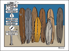 Load image into Gallery viewer, OCEANSIDE TOWN ~ SIGN POST ~ SURFBOARD QUIVER ~ 3:4