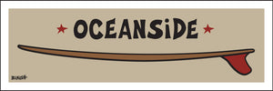 OCEANSIDE ~ RED FIN ~ SURFBOARD ~ 8x24