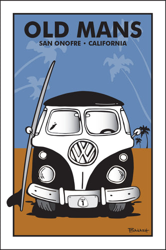 OLD MANS ~ SAN ONOFRE ~ CALIFORNIA ~ SIMPLE SURF BUS GRILL ~ SAND LINES ~ 12x18