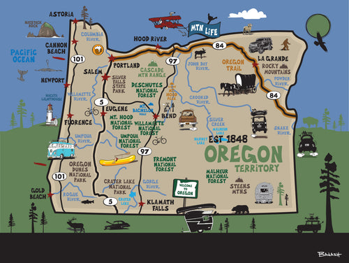 OREGON ~ DESTINATIONS MAP ~ 3:4
