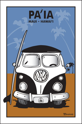 PA'IA ~ MAUI ~ HAWAI'I ~ SIMPLE SURF BUS GRILL ~ SAND LINES ~ 12x18