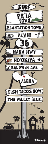 PA'IA TOWN ~ HANA HWY 36 ~ BALDWIN AVE ~ SIGN POST ~ 1:3