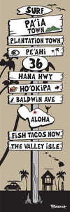 PA'IA TOWN ~ HANA HWY 36 ~ BALDWIN AVE ~ SIGN POST ~ 1:3