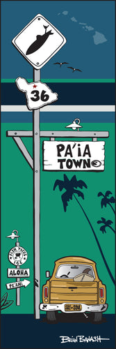 PA'IA ~ TOWN SIGN ~ SURF PICKUP TAIL ~ OCEAN LINES ~ 1:3