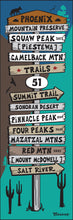 Load image into Gallery viewer, PHOENIX MOUNTAIN PRESERVE ~ ARIZONA PEAKS TRAILS ~ SIGN POST ~ 8x24
