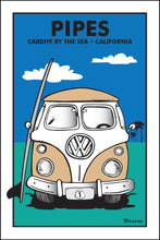 Load image into Gallery viewer, PIPES ~ CARDIFF BY THE SEA ~ CALIFORNIA ~ SIMPLE SURF BUS GRILL ~ DANDELION ~ 12x18