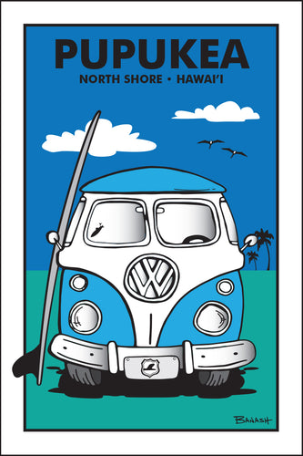 PUPUKEA ~ NORTH SHORE ~ HAWAI'I ~ SIMPLE SURF BUS GRILL ~ SEAFOAM ~ 12x18