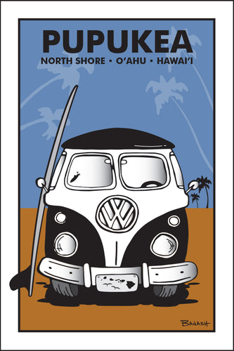 PUPUKEA ~ O'AHU ~ HAWAI'I ~ SIMPLE SURF BUS GRILL ~ SAND LINES ~ 12x18