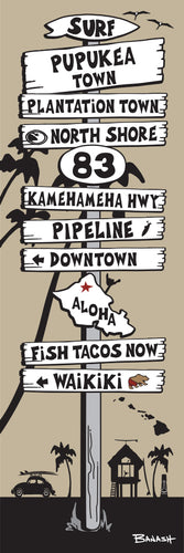PUPUKEA SURF TOWN ~ HWY 83 ~ O'AHU ~ SIGN POST ~ 1:3