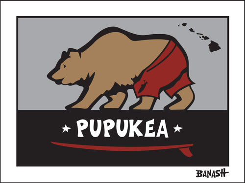 PUPUKEA TOWN ~ SURF BEAR ~ 16x20