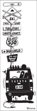 Load image into Gallery viewer, PURGATORY ~ DURANGO ~ SKI BOARD LAND CRUISER TAIL ~ SKI XING ~ SIGN POST ~ 8x24