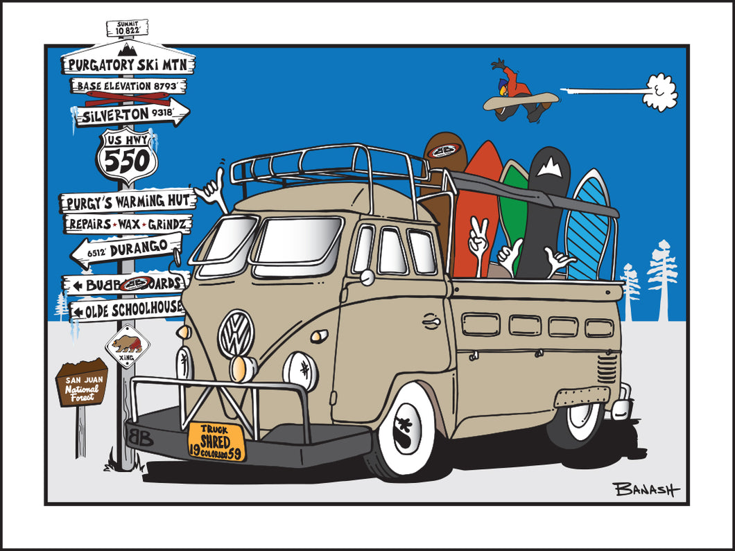 PURGATORY SKI MOUNTAIN ~ '59 SNOWBOARD TRUCK BUS ~ DURANGO ~ 3:4