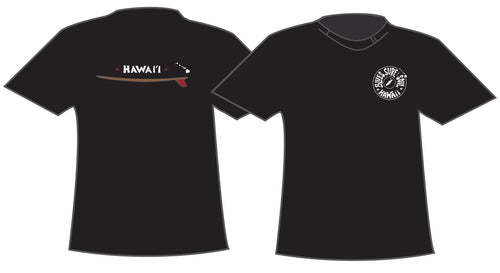 HAWAI'I ~ RED FIN SURFBOARD ~ HAWAI'I ~ GRAPHIC T-SHIRT