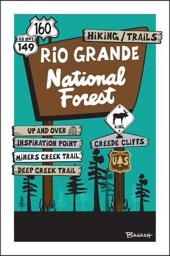 RIO GRANDE NATIONAL FOREST ~ SIGN POST ~ HIKING TRAILS ~ 2:3
