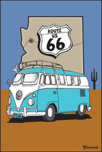 Load image into Gallery viewer, ROUTE 66 ~ ARIZONA ~ CALIF STYLE VW BUS ~ STATE ~ 12x18