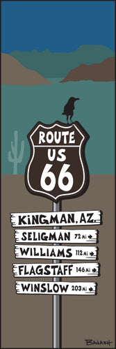 ROUTE 66 ~ ARIZONA TOWNS ~ SCENIC VIEW ROAD ~ SIGN POST ~ 8x24
