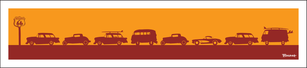 ROUTE 66 ~ HOT RODS ~ 8x36