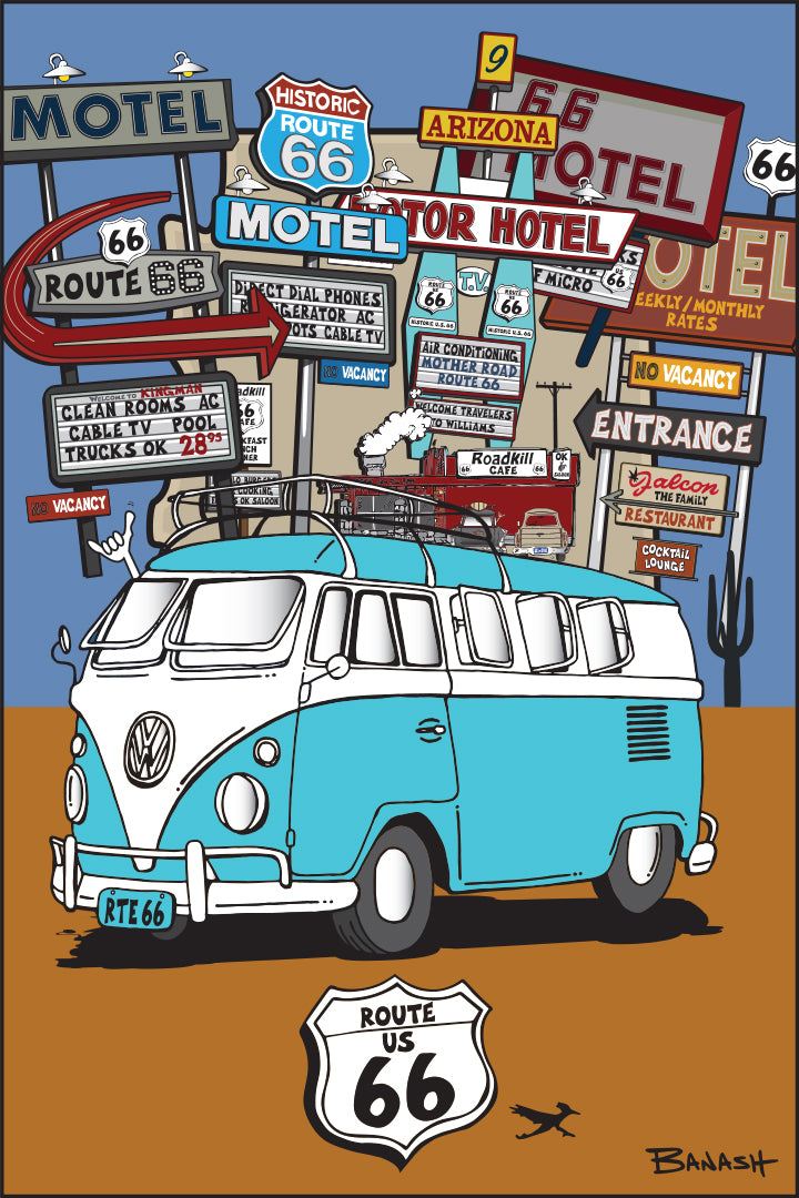 ROUTE 66 ~ ARIZONA ~ TOWN PITSTOPS ~ CALIF. STYLE BUS ~ 12x18