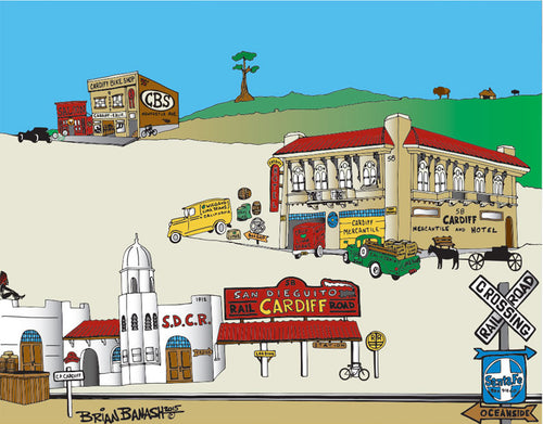 CARDIFF BY THE SEA ~ HOTEL & MERCANTILE ~ SAN DIEGUITO CARDIFF RAILROAD ~ 3:4