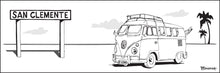 Load image into Gallery viewer, SAN CLEMENTE ~ RAILWAY SIGN POST ~ SURF CALIF. STYLE BUS ~ 1:3