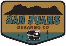 Load image into Gallery viewer, SAN JUANS ~ DURANGO ~ COLORADO ~ TEAR DROP CAMPER ~ SEWN PATCH ~ 3.25"x2.25"