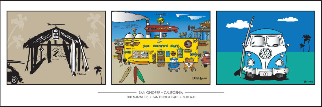 SAN ONOFRE ~ CALIFORNIA ~ OLD MAN'S HUT ~ CAFE ~ SURF BUS ~ 8x24
