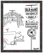 Load image into Gallery viewer, SAN ONOFRE STATE BEACH ~ OLD MAN&#39;S SHACK ~ TAILGATE SURF GREM ~ 3:4