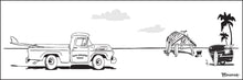 Load image into Gallery viewer, SAN ONOFRE ~ BEACH ~ SURF PICKUP ~ OLD MAN'S SHACK ~ TEAR DROP CAMPER ~ GRILL ~ 1:3