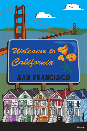SAN FRANCISCO ~ WELCOME SIGN ~ GOLDEN GATE ~ 12x18