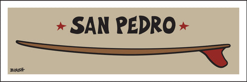 SAN PEDRO ~ RED FIN ~ SURFBOARD ~ 8x24
