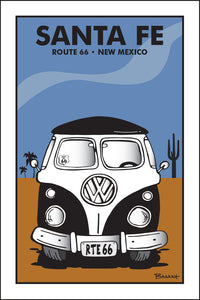 SANTA FE ~ ROUTE 66 ~ NEW MEXICO ~ SIMPLE DESERT BUS GRILL ~ 12x18