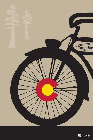 COLORADO LOGO HUB ~ SCHWINN FRONT END ~ PINES ~ BLACK N TAN ~ 2:3