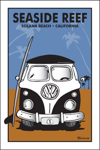 SEASIDE REEF ~ SOLANA BEACH ~ CALIFORNIA ~ SIMPLE SURF BUS GRILL ~ SAND LINES ~ 12x18