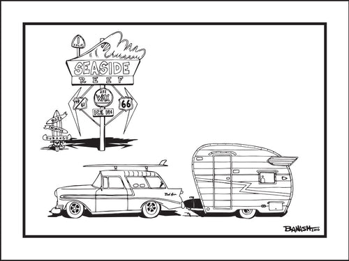 SEASIDE REEF ~ CARDIFF BY THE SEA ~ SURF NOMAD ~ TEAR DROP ~ SIGN POST ~ 3:4